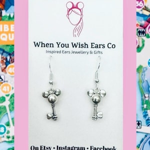 Mickey dainty key earring, Mickey Mouse earring, Mickey earrings, Minnie earrings, disneyworld earrings, Mickey Mouse gift