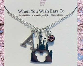 Personalised Mickey Castle necklace, Mickey necklace, castle necklace, mickey charm necklace, Mickey gift, Mickey Mouse necklace,  christmas