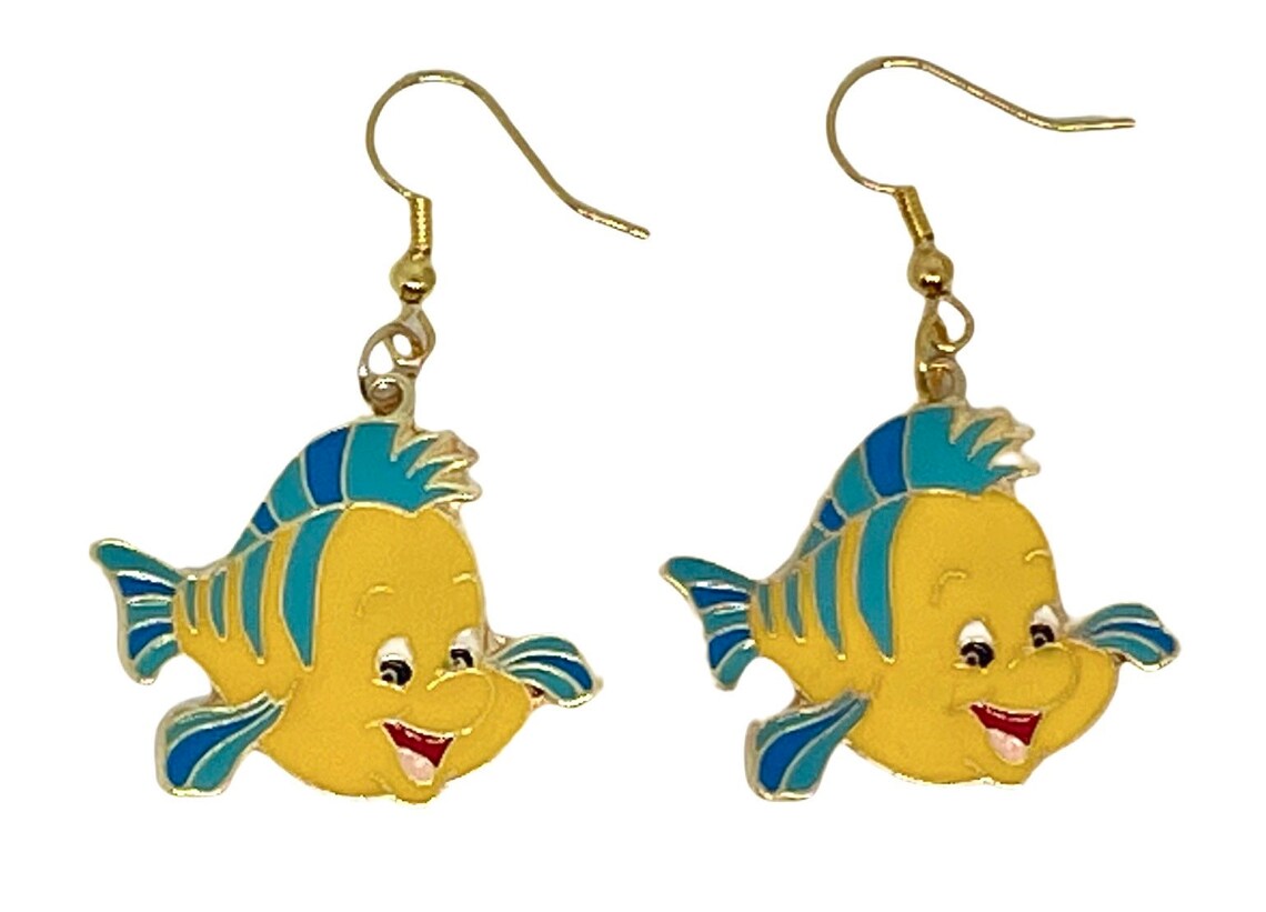 Flounder the Little Mermaid Inspired Earrings, Ariel Earrings, Flounder