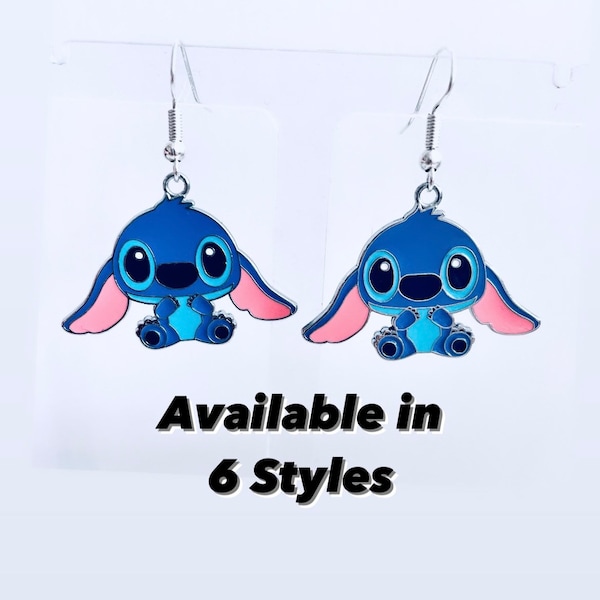 Stitch earrings, Lilo and stitch necklace, stitch necklace, lilo and stitch earrings, Ohana earrings, Ohana means family, alien earrings