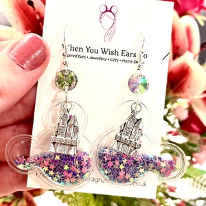 Castle Mouse Balloon earrings, Mickey Mouse earrings, castle earrings, Mickey balloon earrings, Mickey earrings, park castle earrings