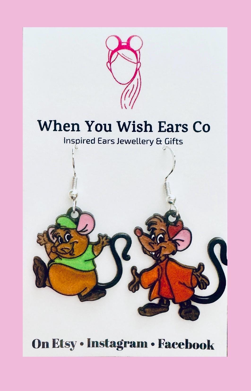 Custom Cinderella Jaq And Gus Rhinestoned Repurposed Mouse Ears Cinderella Gus Gus Jaq Mice Inspired Mouse Ears Headband  main image 3