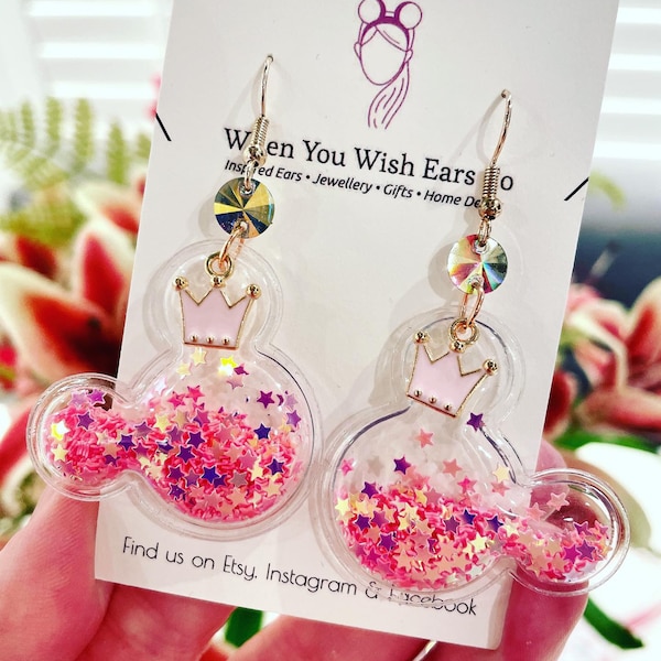 Pendientes de globo de Mickey, pendientes de Dole Whip, pendientes de Winnie the Pooh, pendientes de Mickey Mouse, pendientes de Rapunzel, pendientes de ratón arcoíris con agitador