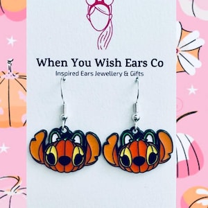 Stitch Angel Pumpkin earrings, Stitch Halloween earrings, Halloween earrings, Disney Halloween earrings, lilo and stitch earrings
