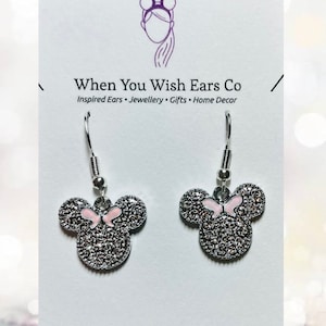 Minnie Sparkle Bow earrings, Minnie Mouse earrings, Mickey Mouse earrings, Disney earrings, Disney gift, gifts for her, Disney present