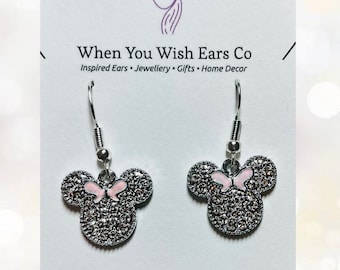 Minnie Sparkle Bow earrings, Minnie Mouse earrings, Mickey Mouse earrings, Disney earrings, Disney gift, gifts for her, Disney present