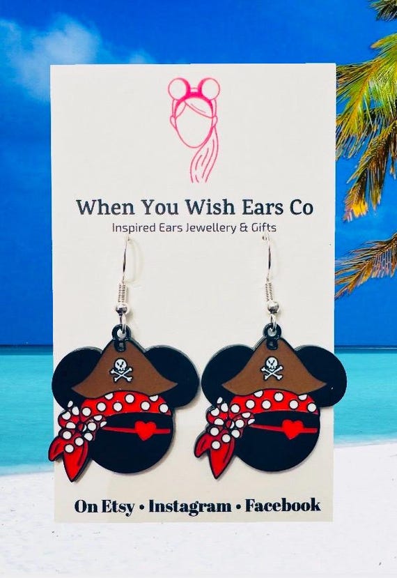 Pirate Mickey Earrings, Disney cruise earrings, Mickey Mouse earrings, cruise earrings, pirate night earrings, castaway cay earrings