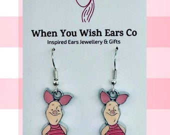 Op Knorretje geïnspireerde oorbellen, Winnie de Poeh-oorbellen, biggetje oorbellen, big cadeau, big sieraden, Pooh beer oorbellen, cadeaus voor haar