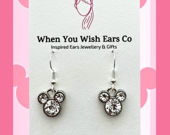 Mickey Sparkle gem earrings, Mickey Mouse earrings, Disney bridesmaid gift, Mickey wedding earrings, Mickey earrings