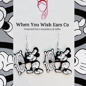 Steamboat Willie earrings, Mickey Mouse earrings, Minnie Mouse earrings, sailor Mickey earrings, steamboat Mickey