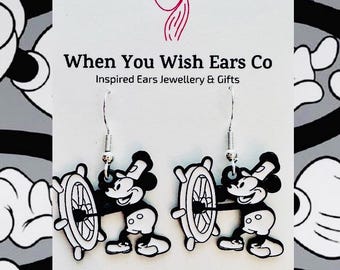 Steamboat Willie earrings, Mickey Mouse earrings, Minnie Mouse earrings, sailor Mickey earrings, steamboat Mickey