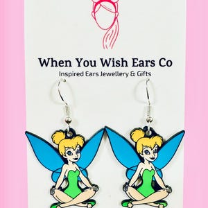 Tinkerbell Inspired Earrings, Peter Pan earrings, Tinkerbell earrings, fairy earrings, pixie earrings, tink earrings