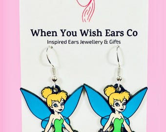 Tinkerbell Inspired Earrings, Peter Pan earrings, Tinkerbell earrings, fairy earrings, pixie earrings, tink earrings