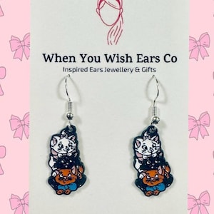 Dainty Aristocats earrings, Marie cat earrings, Marie Aristocats, tolouse earrings, Berlioz earrings, kitten earrings