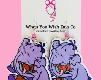 Pendientes acrílicos grandes con grumos y canguro, pendientes con grumos, pendientes de canguro, pendientes de Winnie the Pooh, Winnie the Pooh con grumos, pendientes de Heffalump,