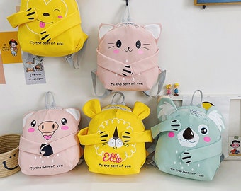 Animal Nom personnalisé initial Mini Enfants Toddler Sac à dos, Dessin animé Enfants Nom personnalisé Imperméable à l’eau Sac à dos scolaire Cadeau pour garçons Filles