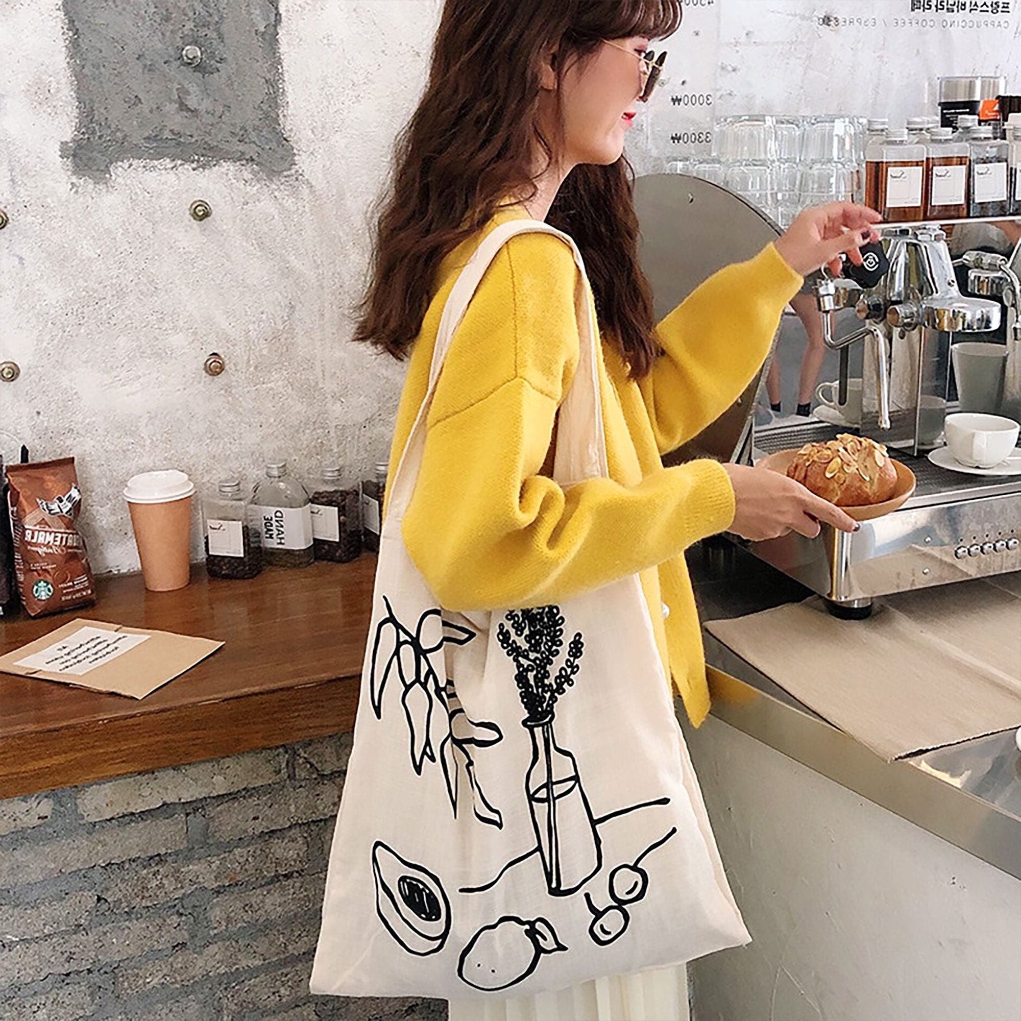 Large Korean Style Canvas Bag Shopping Bag Tote Bag Casual Etsy