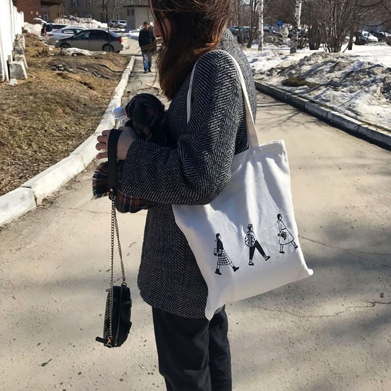 Cute Korean Style Canvas Bag Shopping Bag Tote Bag Casual Etsy