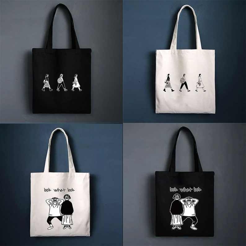 Cute Korean Style Canvas Bag Shopping Bag Tote Bag Casual Etsy