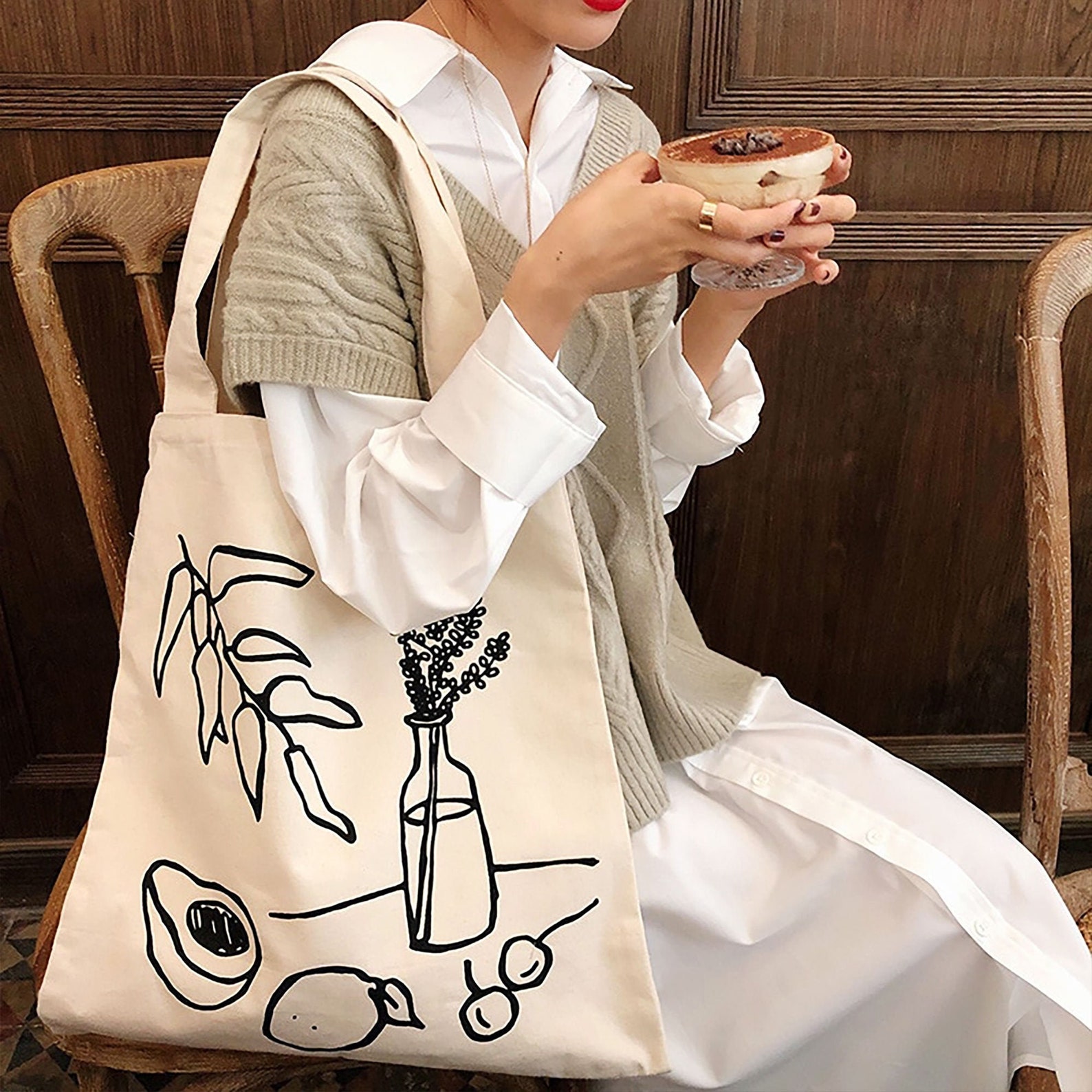 Large Korean Style Canvas Bag Shopping Bag Tote Bag Casual Etsy