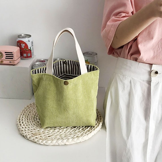 New Corduroy Bento Korean Lunch Bag Eco Shopping Bag Tote | Etsy