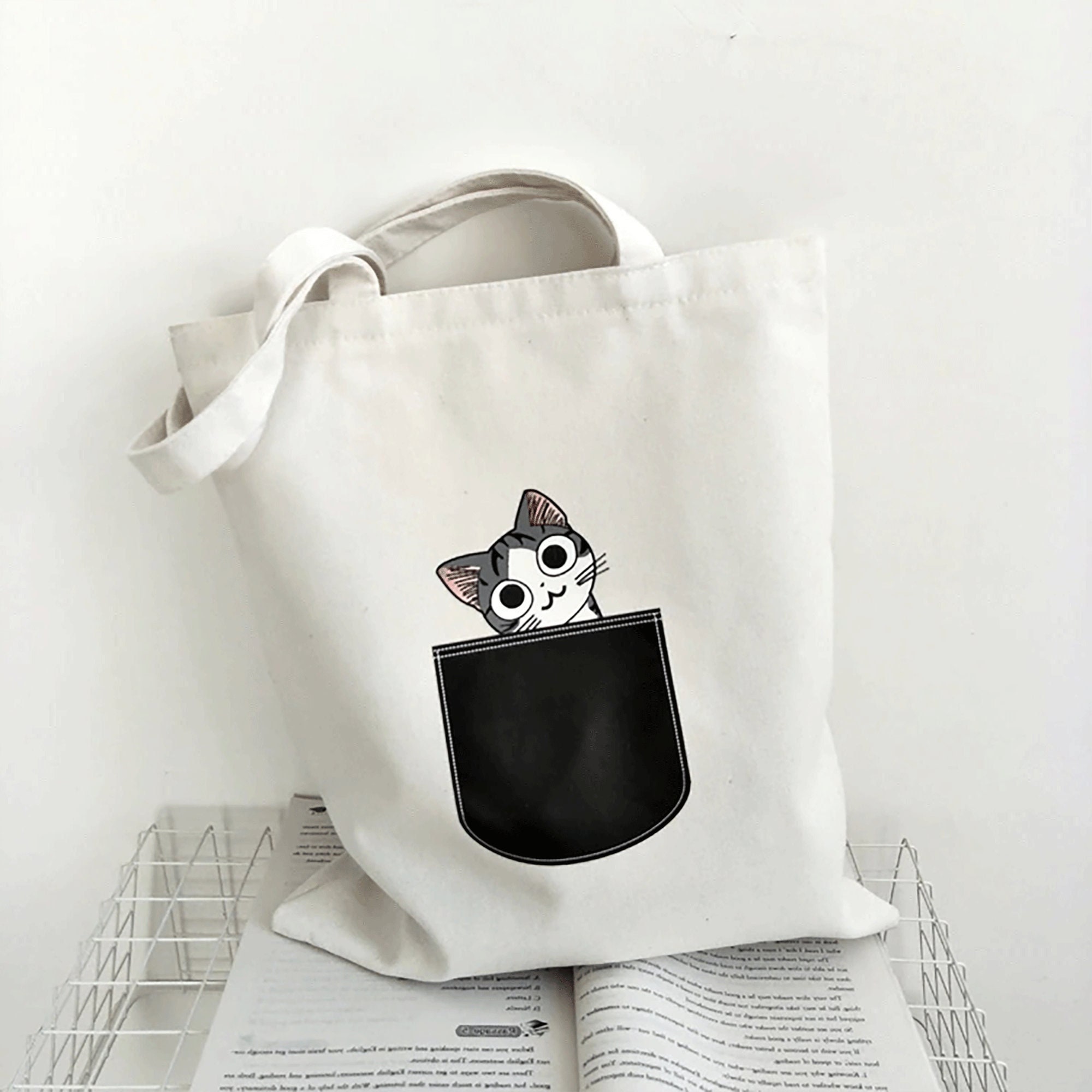 Cute Cartoon Tote Bags Overlarge Embroidery Shoulder Bag Nylon Eco
