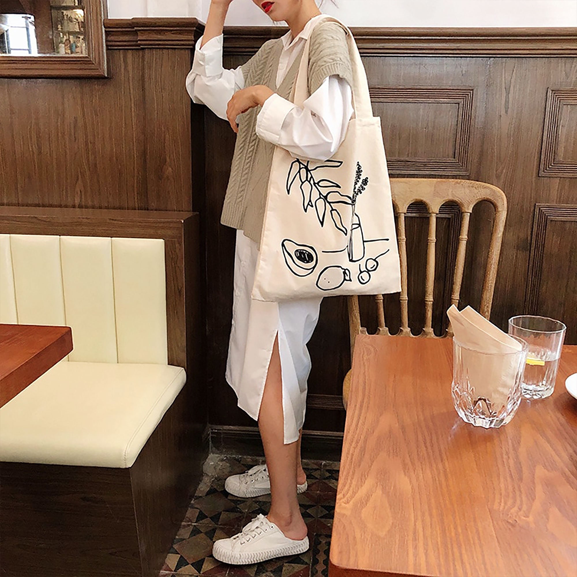 Large Korean Style Canvas Bag Shopping Bag Tote Bag Casual Etsy