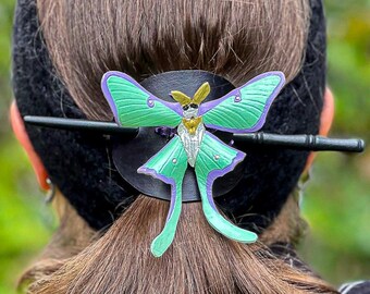 Leather Luna Moth Hair Pin