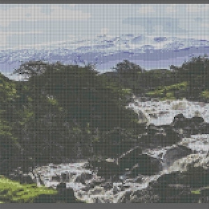 Mountain and River Cross Stitch Pattern