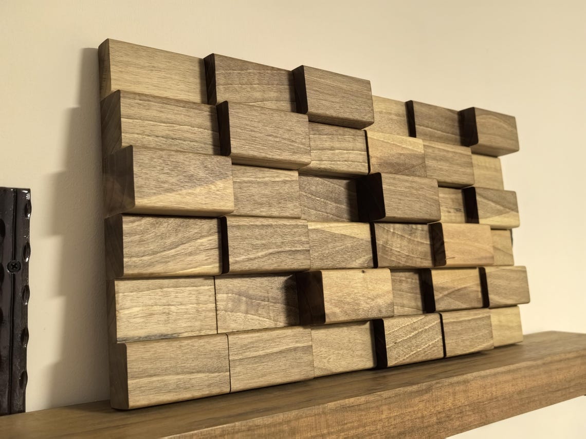 3D Wall Art Walnut Wood Decoration Panel - Etsy