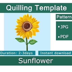 Tournesol / Art sur papier quilling / Modèle UNIQUEMENT / Motif UNIQUEMENT / Téléchargement instantané / Guide d'utilisation de base