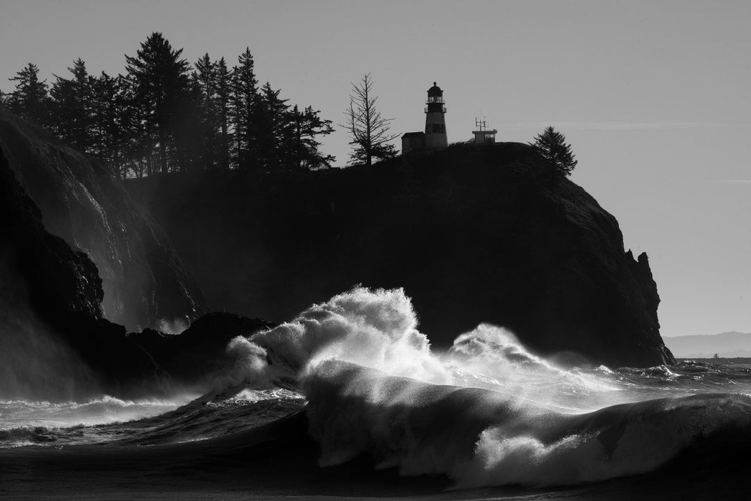 11x17 King Tide at Cape Disappointment Lighthouse, 11x17 Matted Giclée