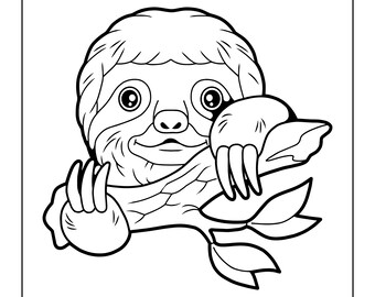 Download Sloth Coloring Etsy