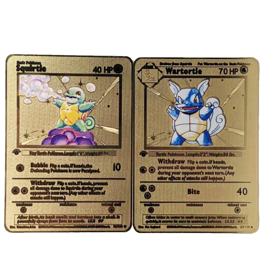Squirtle Wartortle Full Art Gold Metal Pokemon Card Trainer - Etsy