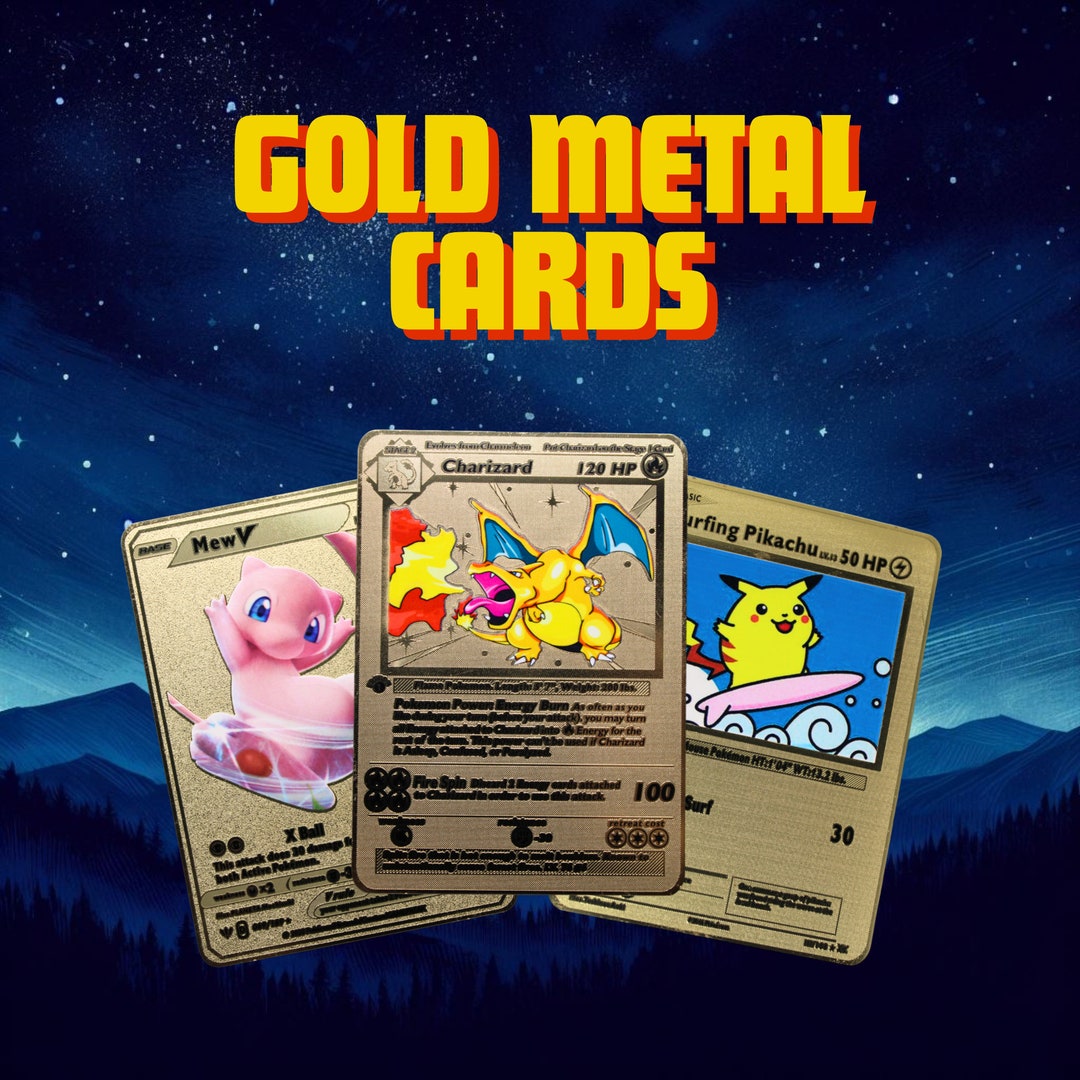 43 UNIQUE Gold Metal Pokemon Cards 1st Edition Base Set Collector's