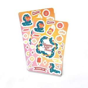 Folha de adesivos de ano novo de cobra, adesivo laminado decorativo de ano lunar chinês para diário, planejador, scrapbooking
