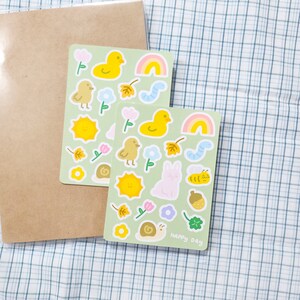 Pegatinas de arco iris de flores de animales de naturaleza feliz, pegatina de garabato lindo para planificador, diario de viñetas, decoración de álbumes de recortes, tarjetas de felicitación