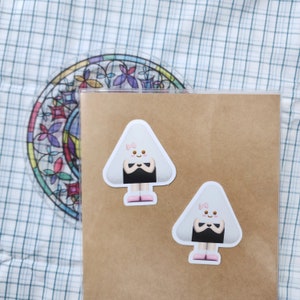 Bonita pegatina de onigiri, pegatina de bola de arroz, pegatina impermeable de comida japonesa kawaii para portátil, teléfono, maleta, agenda, decoración de botellas de agua