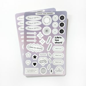 La hoja de pegatinas demasiado corta de la vida, pegatinas deco de letras de Kpop Aespa para diario, planificador, cargador superior