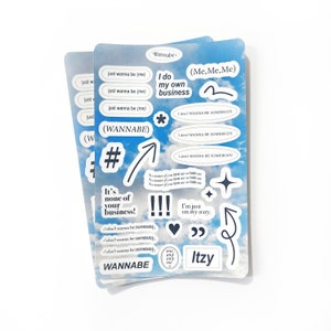 Folha de adesivos Itzy Wannabe // Adesivo decorativo de letras Kpop ITZY para bullet journal, planner, scrapbook, toploader, cartões comemorativos, decoração de telefone
