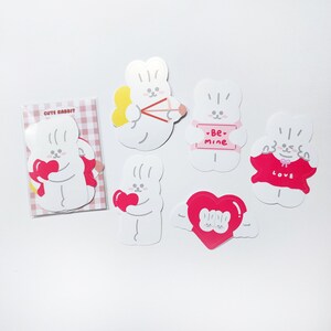 Süßes Kaninchen mit Liebe Glossy Stickers Pack, Kawaii Kaninchen Aufkleber für Valentinstag, Liebesgeschenk, Laptop deko, Journal deko, Telefon deko