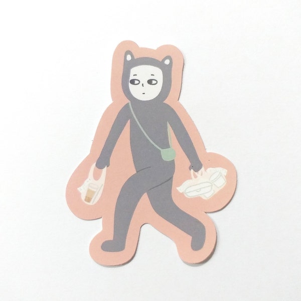 Cute character die cut glossy sticker, Kawaii character vinyl deco sticker for laptop, journal, phone, water bottle, scrapbook