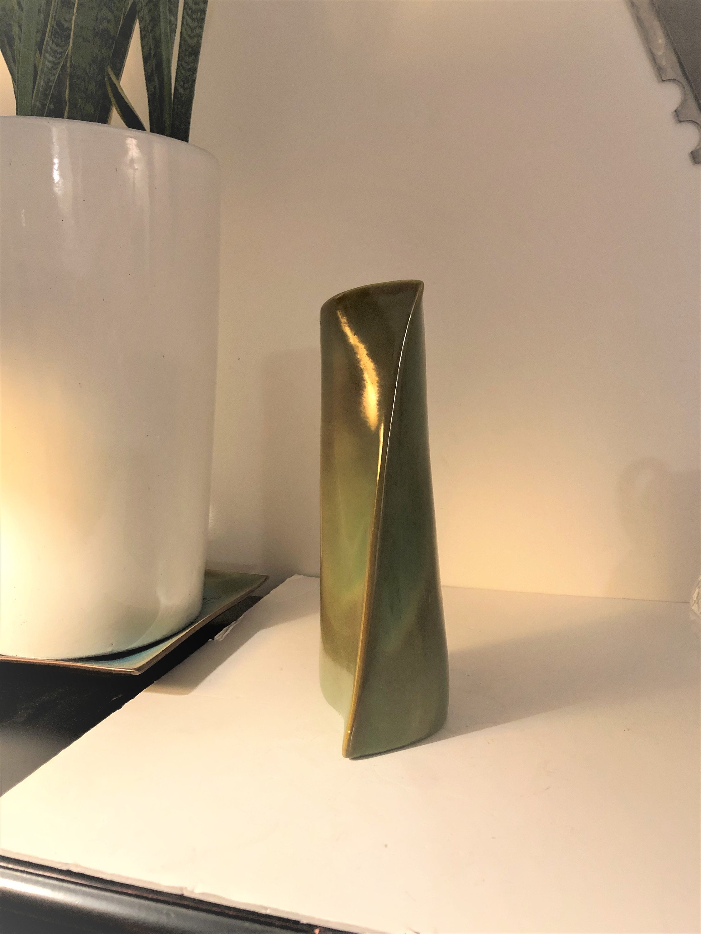 West Coat Pottery Tall Vase//Architectural Twisted Vase //Mid Etsy