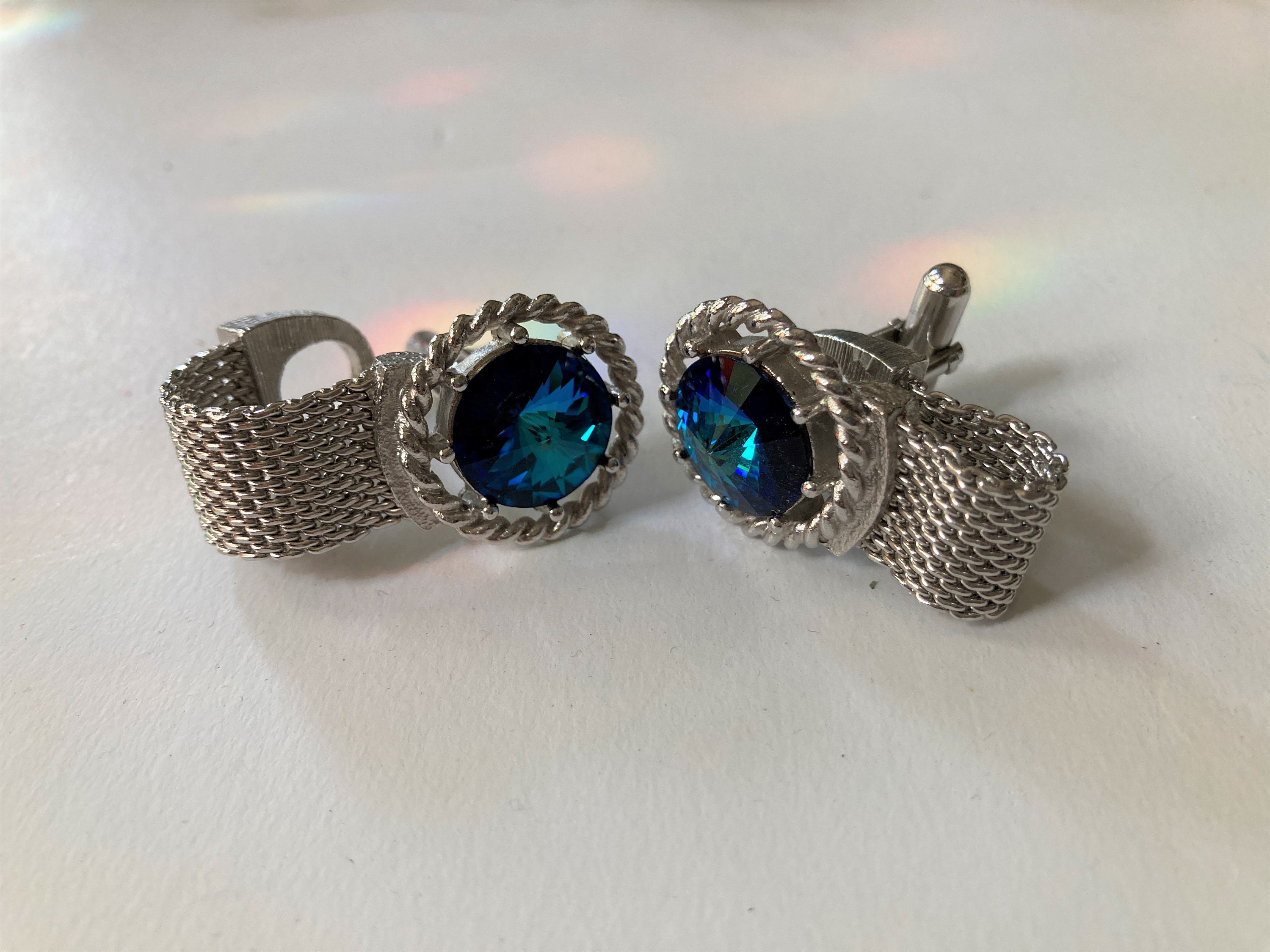 Blue Swarovski Crystal Cufflinks