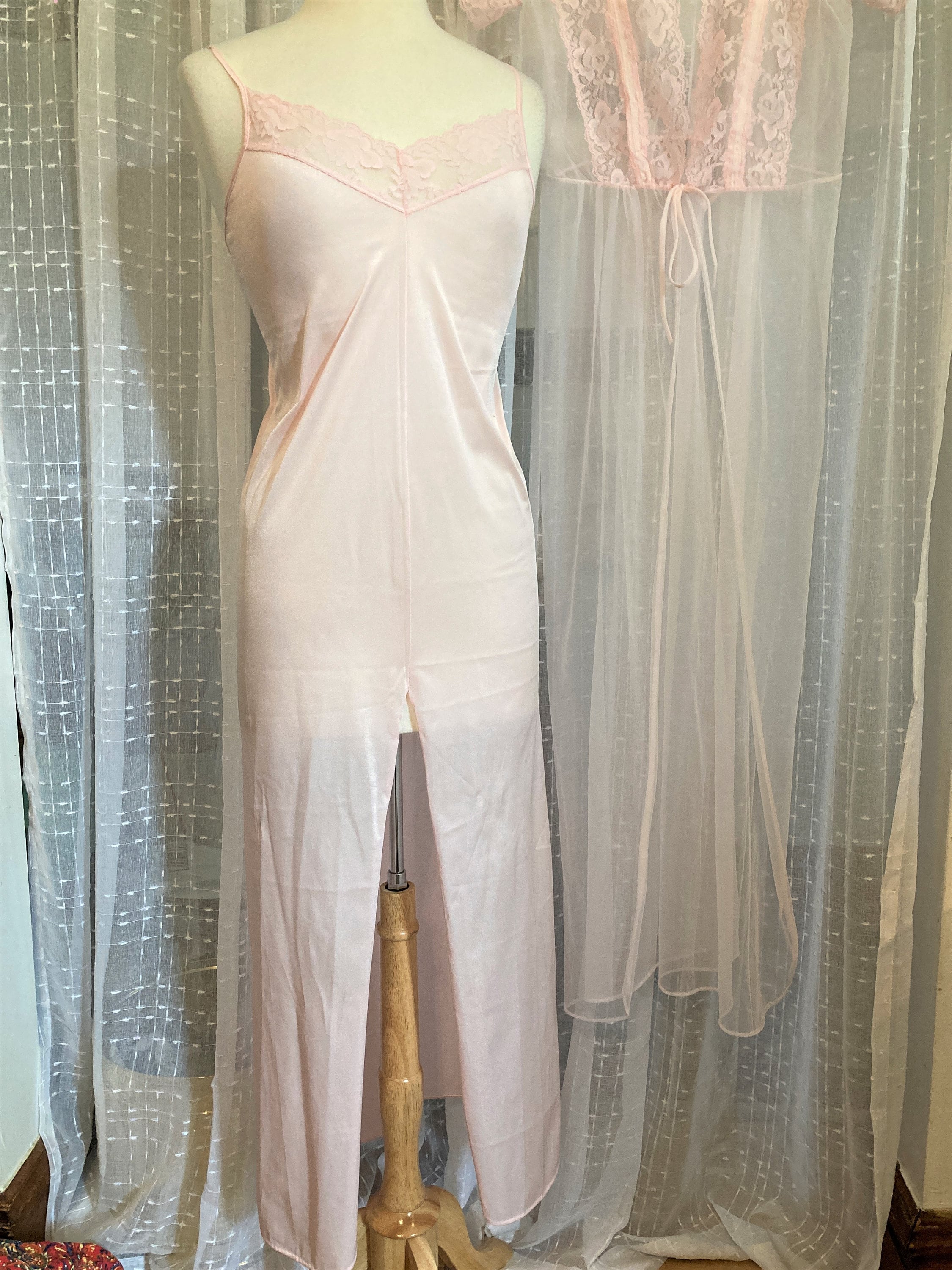 Long Nightgown and Robe/vintage Pink Peignoir/size XS/ Etsy