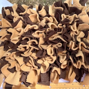 MEDIUM Brown and Tan Snuffle Mat for Dogs -  Enrichment Mat Dog Gift- Rooting Rug Fleece Snuffle Mat - Bunny Puppy - Dog Mom Dog Dad