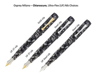 Osprey Milano - Chiaroscuro Fountain Pen with Ultra-flex nib in Steel and 2-tone EEF/EF/F/M/B