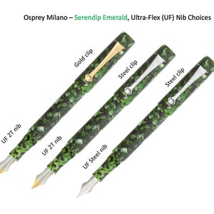 Osprey Milano - Serendip Emerald-vulpen met ultraflexibele stalen penpunt en tweekleurige EEF/EF/F/M/B