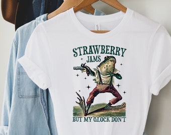 Strawberry Jams But My Clock Don't T-Shirt, Funny Frog Shirt, Funny Meme Shirt, Preppy Clothes, Trendy Y2k