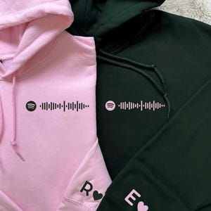 Personalized Spotify Code Hoodie for Couples, Custom Song Soundwave Sweatshirt, Matching Couple Sweat, Valentine Gift